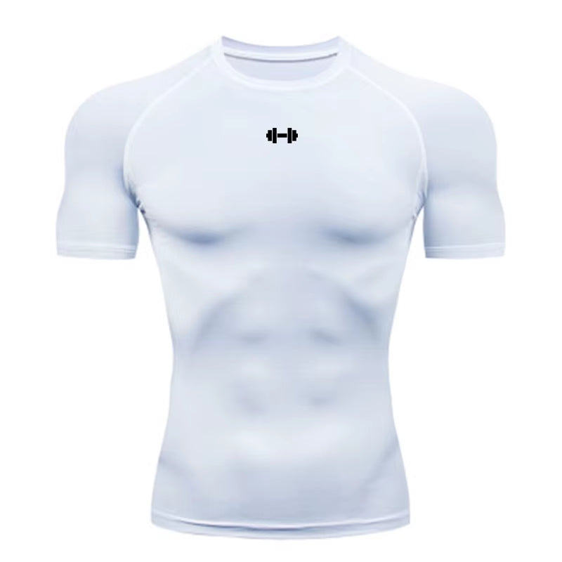 Compression T Shirt Men Summer Sportswear Running T-Shirt Elastic Quick Dry Sport Tops Tee Athletic Gym Workout Shirts Men