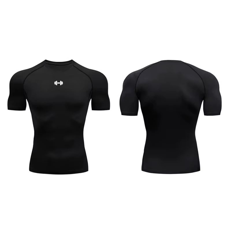 Compression T Shirt Men Summer Sportswear Running T-Shirt Elastic Quick Dry Sport Tops Tee Athletic Gym Workout Shirts Men