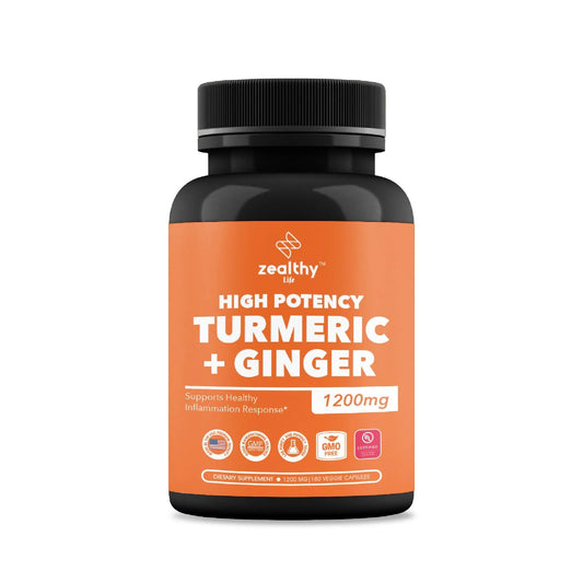 High Potency 1200Mg Turmeric and Ginger Supplement Antioxidant 180 Capsules